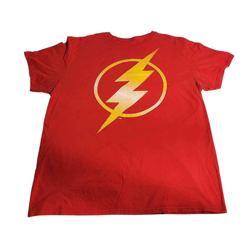 DC Comics The Flash Lightning Bolt Logo Red Graphic T-Shirt Mens XL Short Sleeve